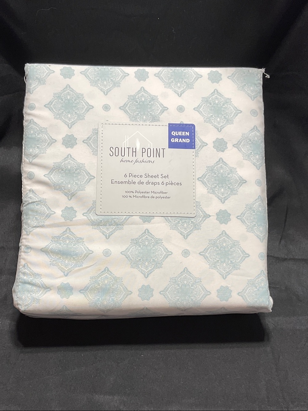 Queen 6-Piece Sheet Set in Light Blue Pattern